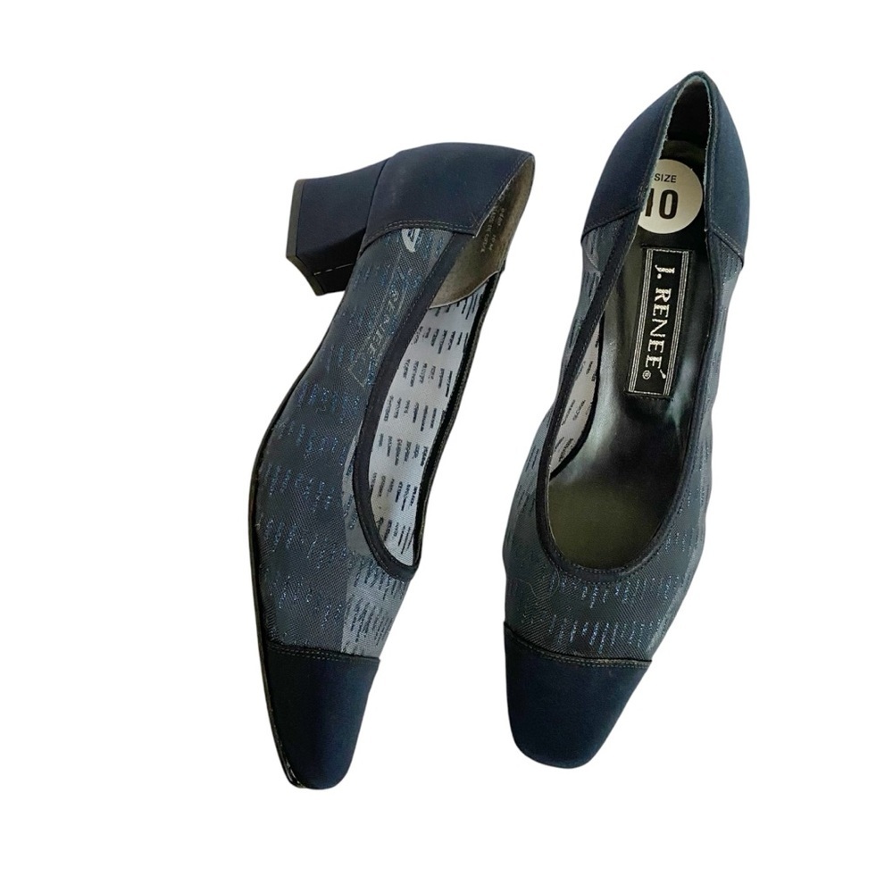 J. Reneé Navy Blue Pumps Illusion Sparkly Block Heels Shoes Size 10 NWT